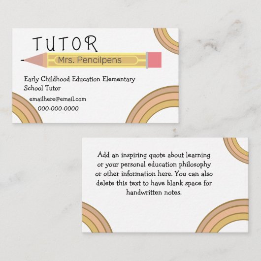 Cute Boho Rainbows-leraar Visitekaartje (Voorkant / Achterkant)
