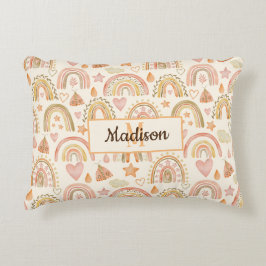 Cute Boho Rainbows Pattern Custom Monogram Name Accent Kussen