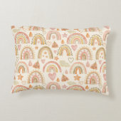 Cute Boho Rainbows Pattern Custom Monogram Name Accent Kussen (Achterkant)