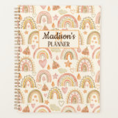 Cute Boho Rainbows Pattern Custom Name Planner (Voorkant)