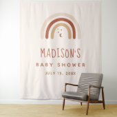 Cute Boho Regenboog Terracotta Baby Shower Maan St Wandkleed (In situ)