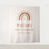 Cute Boho Regenboog Terracotta Baby Shower Maan St Wandkleed (Voorkant)
