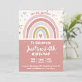 Cute Boho Regenboog Verjaardagsfeestje Kaart (Staand voorkant)