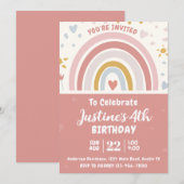Cute Boho Regenboog Verjaardagsfeestje Kaart (Voorkant / Achterkant)
