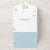 Cute Boho Regenboog Wolken Baby Shower All In One Uitnodiging (Buitenkant)
