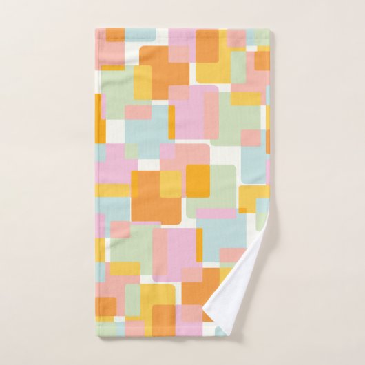 Cute Boho Retro Pastel Geometric Shape Art Bad Handdoek (Handdoek)