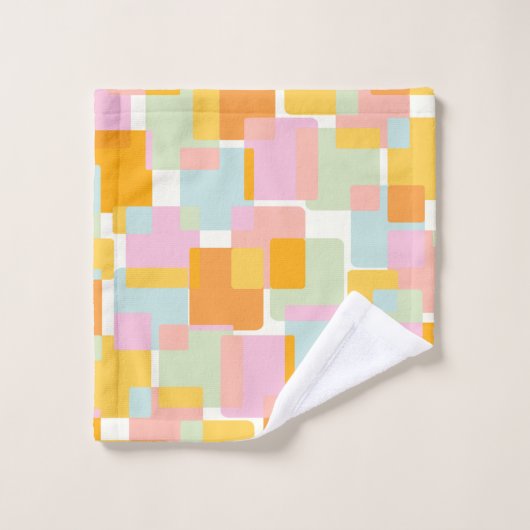 Cute Boho Retro Pastel Geometric Shape Art Bad Handdoek (Wasdoekje)