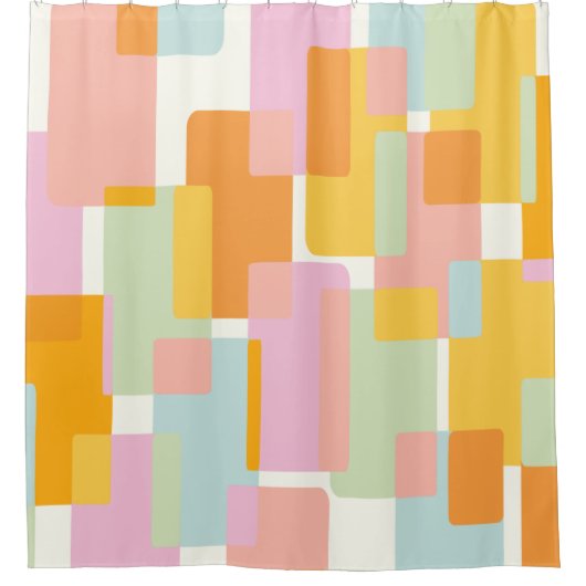 Cute Boho Retro Pastel Geometric Shape Art Douchegordijn (Voorkant)