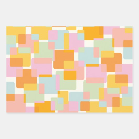 Cute Boho Retro Pastel Geometric Shape Art Inpakpapier Vel (Voorkant 2)