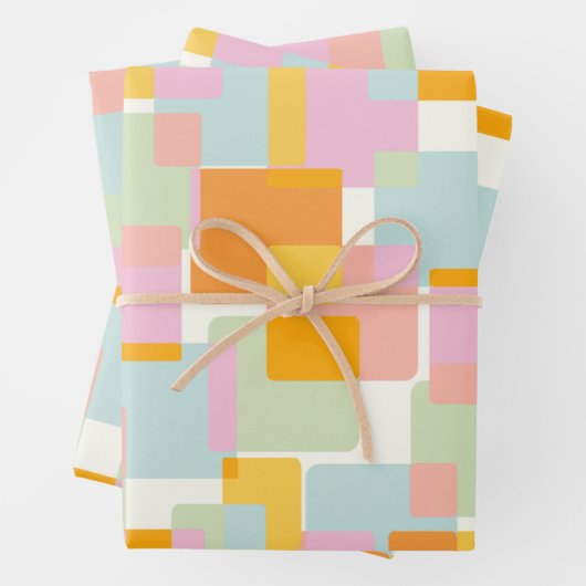 Cute Boho Retro Pastel Geometric Shape Art Inpakpapier Vel (In situ)
