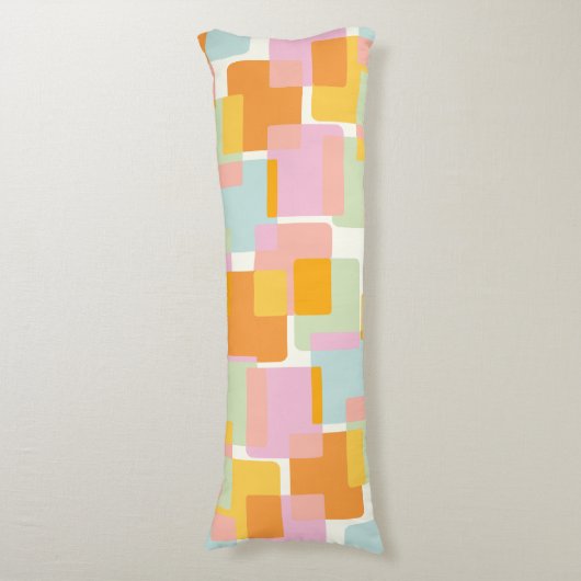Cute Boho Retro Pastel Geometric Shape Art Lichaamskussen (Voorkant Verticaal)