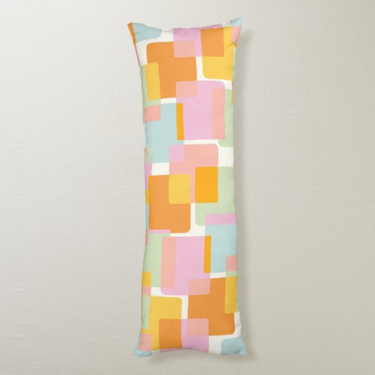 Cute Boho Retro Pastel Geometric Shape Art Lichaamskussen (Achterkant (Verticaal))