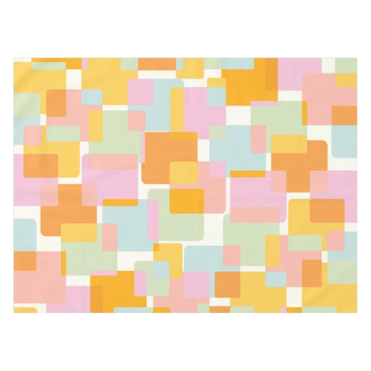 Cute Boho Retro Pastel Geometric Shape Art Tafelkleed (Voorkant (Horizontaal))