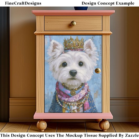 Cute Boho Royal Westie Dog, Crown EV7 Decoupage Tissuepapier