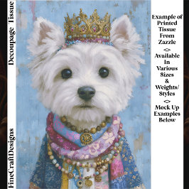 Cute Boho Royal Westie Dog, Crown EV7 Decoupage Tissuepapier
