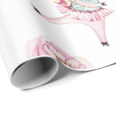 Cute boho roze eenhoorns florale baby shower cadeaupapier (Rol Hoek)