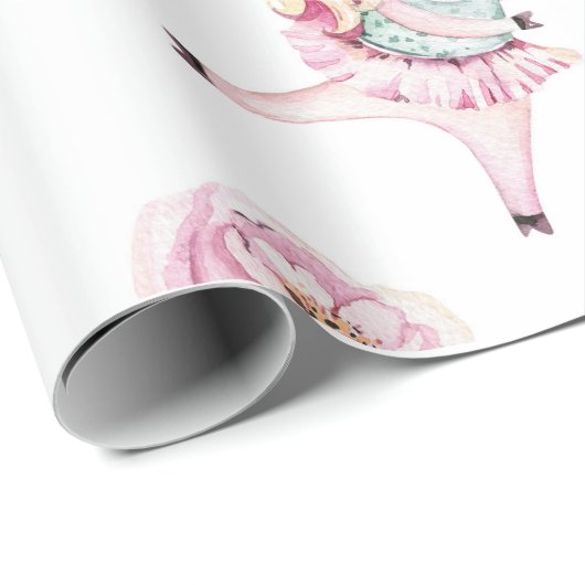 Cute boho roze eenhoorns florale baby shower cadeaupapier (Rol Hoek)