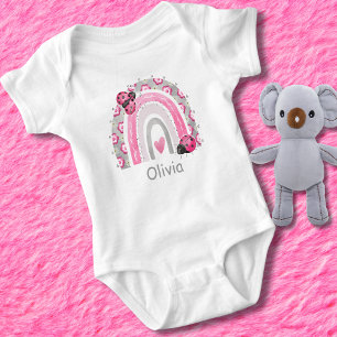 Cute Boho Roze Regenboog met Lieveheersbeestjes Mo Romper