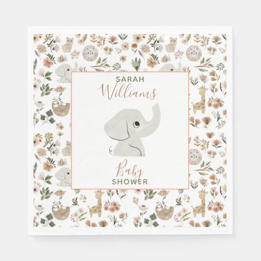 Cute Boho Safari Anamials Baby shower Servet (Voorkant)