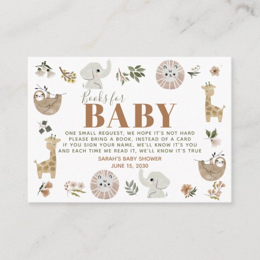 Cute boho Safari Anamials Books for Baby Informatiekaartje (Voorkant)