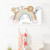 Cute Boho Safari Animals 1st Birthday Banner (Insitu)