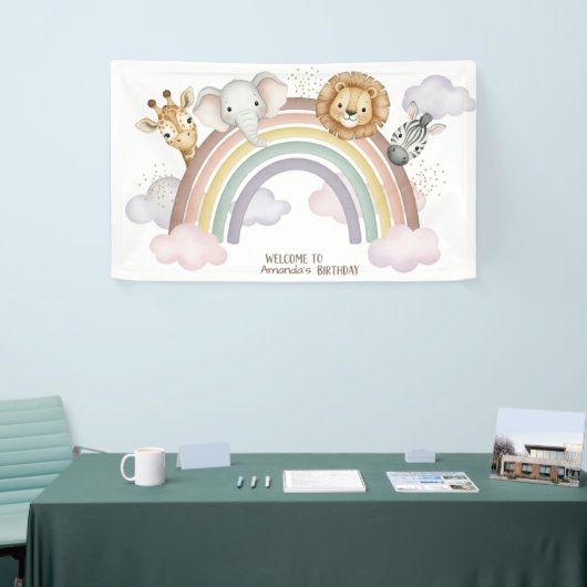 Cute Boho Safari Animals 1st Birthday Banner (Beurs)