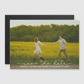 Cute Boho Script Foto Save The Date Magnetische Ka Magnetische Uitnodiging (Voorkant / Achterkant)