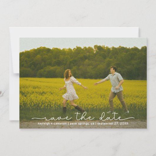 Cute Boho Script Foto Save The Date Magnetische Ka Magnetische Uitnodiging (Voorkant)