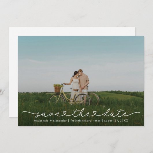 Cute Boho Script Modern Save The Date Card (Voorkant / Achterkant)
