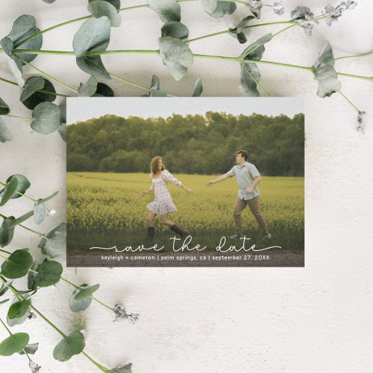 Cute Boho Script Modern Save The Date Card