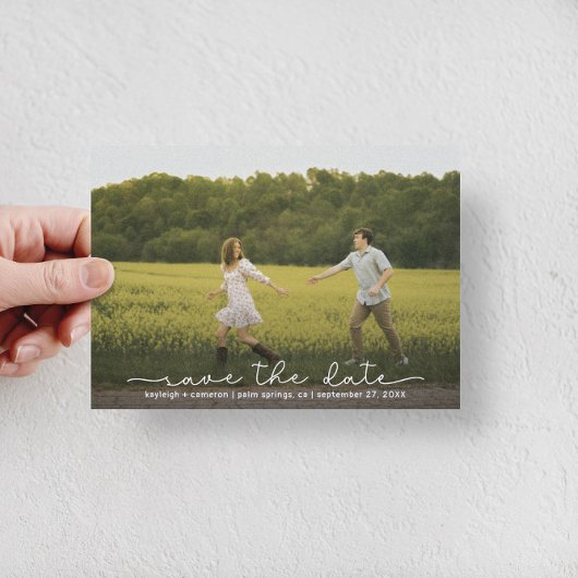 Cute Boho Script Moderne Uitnodigingskaart voor de Save The Date