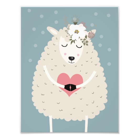 Cute Boho Sheep Nursery Decor Artwork Poster (Voorkant)