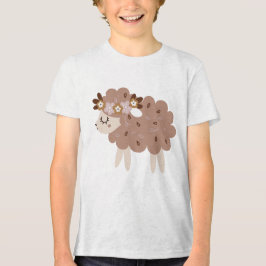 Cute Boho Sheep with Floral Crown Pastel Nursery  Tri-Blend Shirt