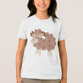 Cute Boho Sheep with Floral Crown Pastel Nursery  Tri-Blend Shirt (Voorkant)