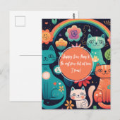 Cute Boho stijl kat verjaardag Briefkaart (Voorkant / Achterkant)