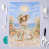 Cute Boho stijl meisjesachtige strand scene decoup Tissuepapier (Craft)