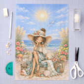 Cute Boho stijl meisjesachtige strand scene decoup Tissuepapier (Craft)