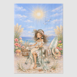 Cute Boho stijl meisjesachtige strand scene decoup Tissuepapier