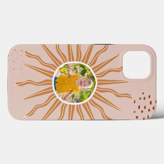Cute Boho Sun Aangepast voor je foto iPhone Case (Achterkant (horizontaal))