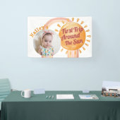 Cute Boho Sun First Birthday Foto Spandoek (Beurs)