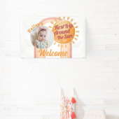 Cute Boho Sun Girls First Birthday Foto Spandoek (Insitu)