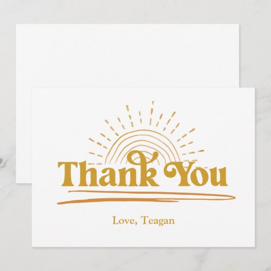 Cute Boho Sun - Hartelijk dank Bedankkaart (Voorkant / Achterkant)