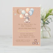 Cute Boho Teddy Bear-Baby shower Kaart (Staand voorkant)