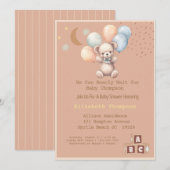Cute Boho Teddy Bear-Baby shower Kaart (Voorkant / Achterkant)