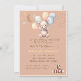 Cute Boho Teddy Bear-Baby shower Kaart