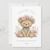 Cute Boho Teddy Bear Birthday Party Bedankkaart (Voorkant)