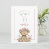 Cute Boho Teddy Bear Birthday Party Kaart (Staand voorkant)