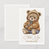 Cute Boho Teddybeer Babyshower Bedankkaart (Voorkant / Achterkant)