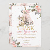 Cute Boho Tribal Woodland Animals Birthday Baptism Bedankkaart (Voorkant / Achterkant)