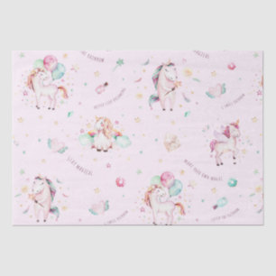 Cute Boho Unicorns Floral Pink Baby shower Tissuepapier